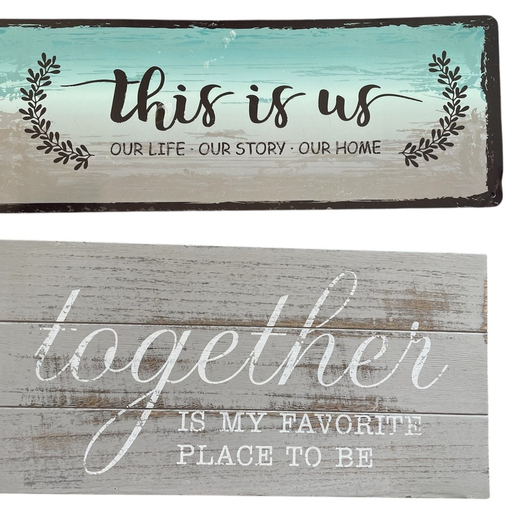 Decorative Wall Signs Set - 'This is Us' and 'Together'